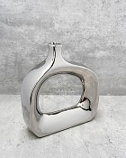 Chrome Finish Open Ceramic Vase 11"