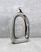 Chrome Finish Open Ceramic Vase 15.75"