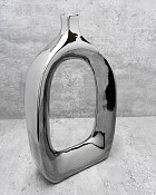 Chrome Finish Open Ceramic Vase 15.75"