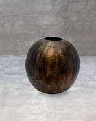 Woodgrain Sphere Resin Vase 10" High Bronze Patina