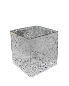 Square Glass Vase Silver/Black 5" x 5" x 5"