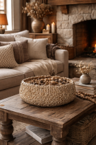 Rustic warm living room details