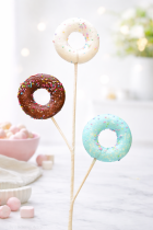 Donut lollipop bouquet with pastel sprinkles