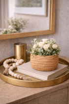 Decorative arrangement on wooden console