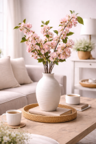Delicate cherry blossoms on coffee table