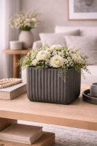 Elegant floral arrangement on wooden table