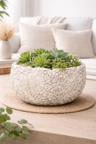 Succulent serenity in textured planter