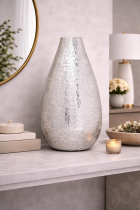 Elegant silver vase on console table-2