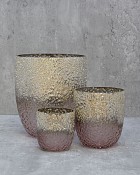Textured Pink Metallic Lustre Glass 7"H