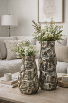Textured vases with floral accents