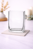 Clear glass vase on marble surface-2