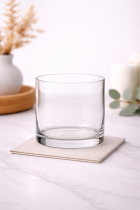 Clear glass container on marble countertop-2