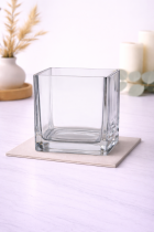 Clear glass vase on marble surface-3