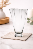 Elegant glass vase on marble surface