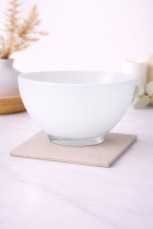 Frosted glass bowl on marble countertop