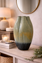 Vibrant vase on a trendy console