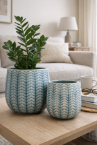 Calm living room with ceramic planters