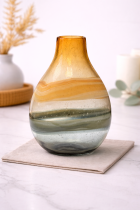 Verre soufflé en verre ambre et vert