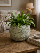 Serene living room with fresh greenery