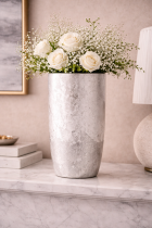 Elegant vase with fresh white roses