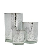 Grove Silhouette Silver Mirror 3" x 3" Glass Hurricane Vase