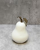 White Ceramic Silver Tipped Pear 5.75"H