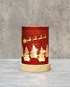 Lantern - Santa Sleigh Red 6.5"H