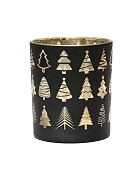 Christmas Tree Tealight - Black/Gold 3"H