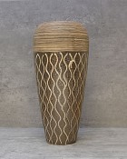 Brown & Gold Decorative Tapered Vase 17"H