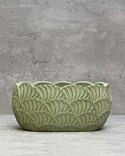 Scallop Planter - Oval Green 3.75"H