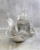 Metal Flame Bowl - Silver 12"H