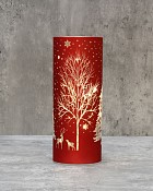Lantern - Winter Tree Red 8"H