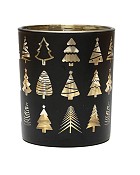 Christmas Tree Tealight - Black/Gold 4"H