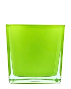 Lime Green Square Glass Vase 4.75"H