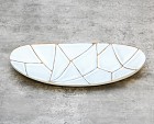 White Wash Patchwork Decorative Plater 14"L