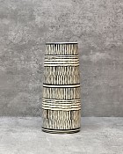 White/Black Patterned Vase 9"H