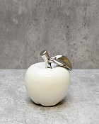White Ceramic Silver Tipped Apple 4.25"H