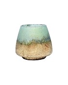 Sea Green Metallic Etched Glass Vase 5"H