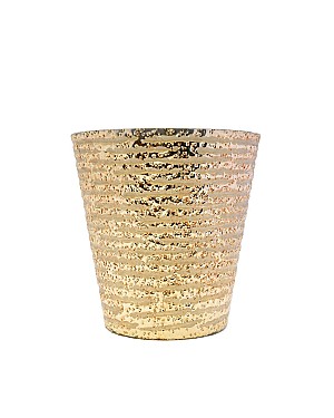 Line Etched Gold Lustre Tapered Glass Vase 6"H