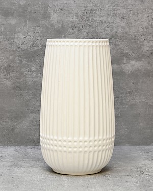 Matte White Ribbed 9.5"H