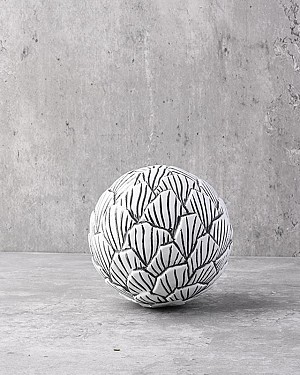 Decorative Ball - Textured White/Grey 4.25"D