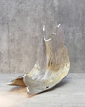 Decorative Metal Sculpture Silver Finish 7.75"H