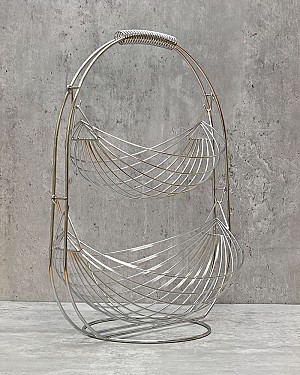 Two Tier Swing Fruit Basket Chrome 17"H