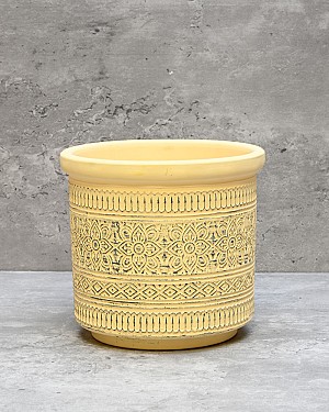 Embossed Band Planter Yellow 5"H