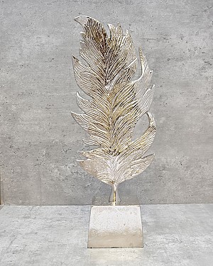 Feathered Leaf Decorative Sculpture 17"H