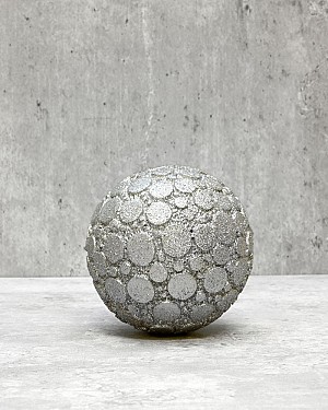 Decorative Ball - Textured Silver Rock 4"D