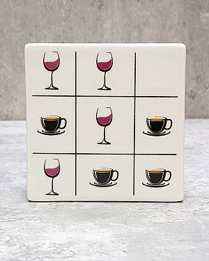 Tic Tac Toe Wine &amp; Coffee Coaster 4"L