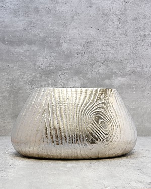 Aluminum Bark Silver Metal Container 12"L