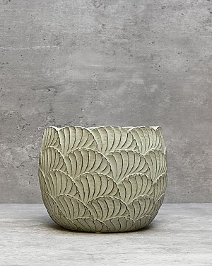 Scallop Planter - Round Green 5.75"H
