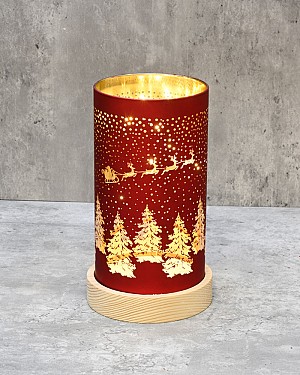 Lantern - Santa Sleigh Red 8"H